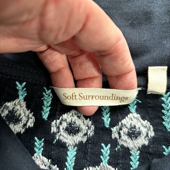 Soft Surroundings Embroidered Fair Isle Icelandic Sweater XL Nordic Beaded Cowl - Picture 6 of 12